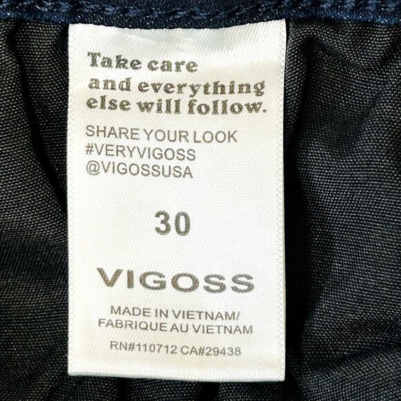 Vigoss Jagger Flare Dark Blue Denim Jeans Size 30 Mid-Rise Stretch Cotton Blend - Picture 13 of 15